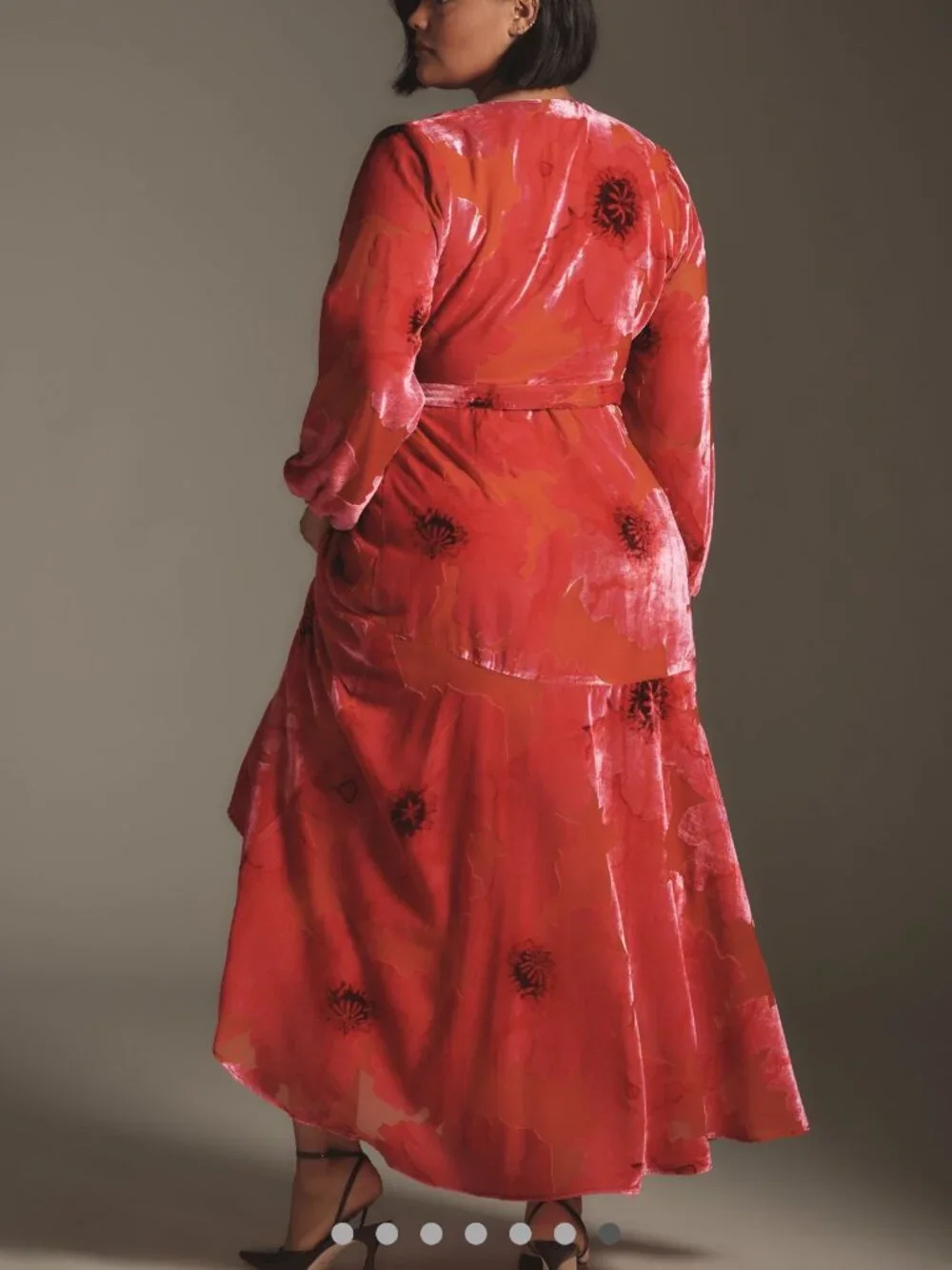 New Anthropologie Hutch Long-Sleeve V-Neck Wrap Midi Dress Velvet XL - Picture 5 of 6